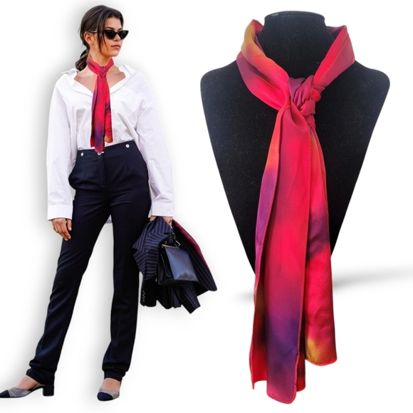 Silk by Mary Lund Accessories - Vintage Hand Painted Silk Scarf By Nova Scotia Artist Mary Lund